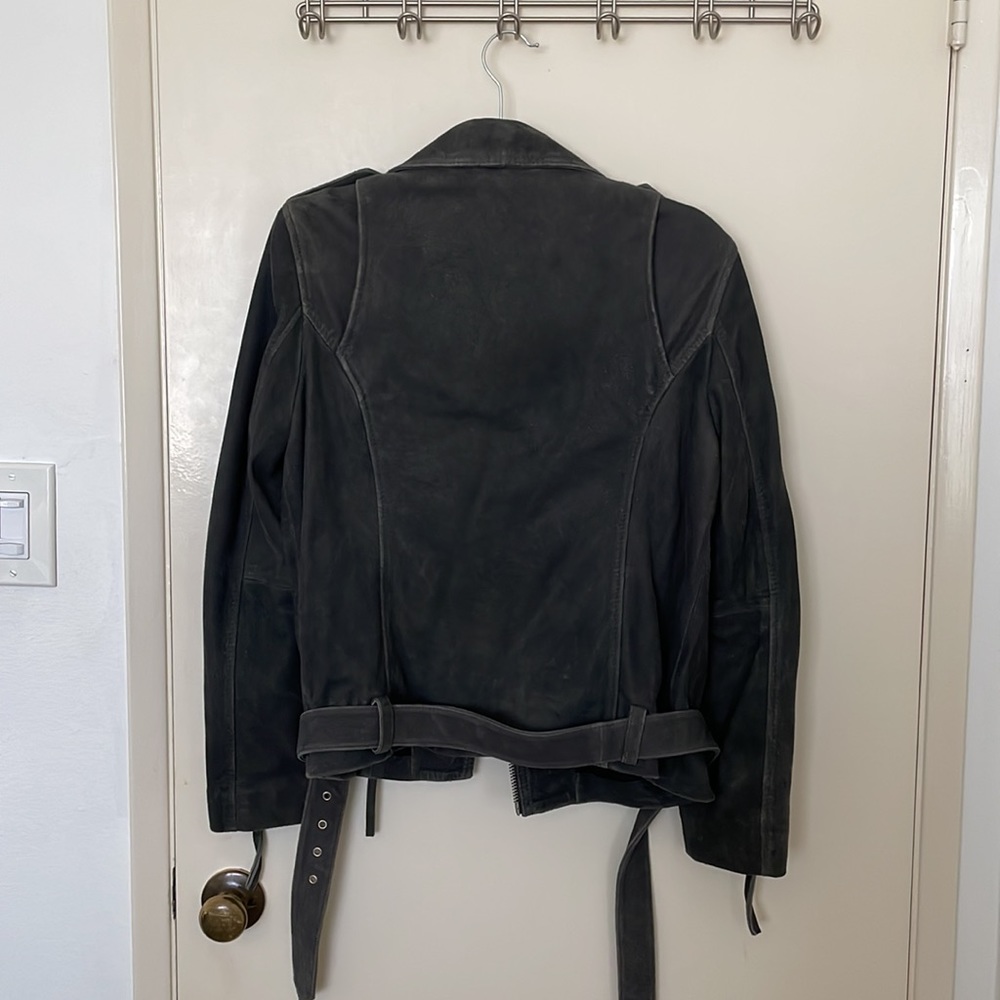 Topshop gray leather Moto Jacket size 8 - Picture 7 of 9